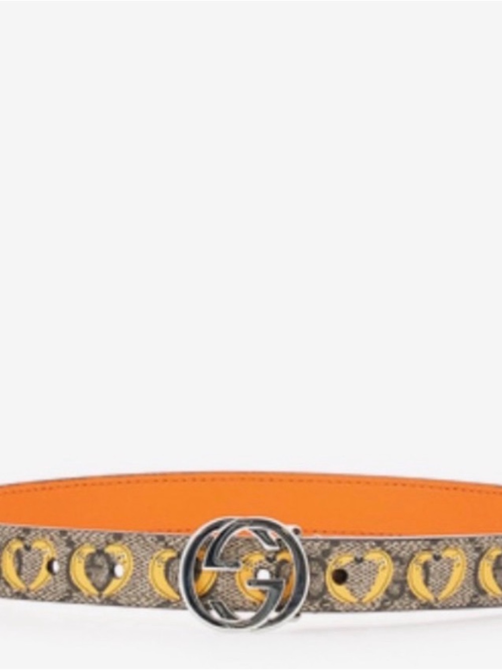 Gucci Orange Leather Reversible GG Heart Web Belt